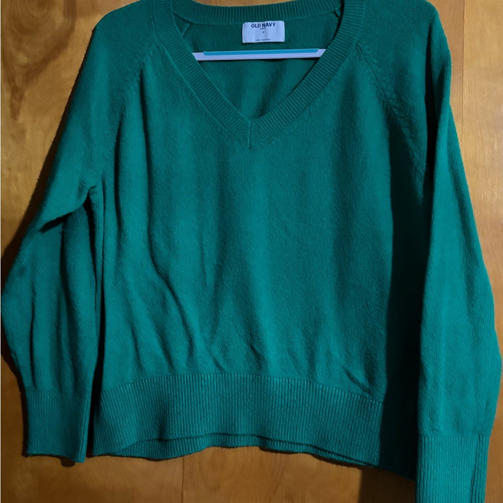 Old Navy Women's Teal V-Neck Sweater